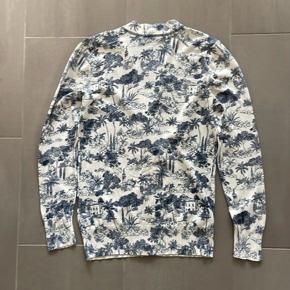 Tory Burch tropical print navy blue white/cream cotton cardigan - Picture 13 of 17
